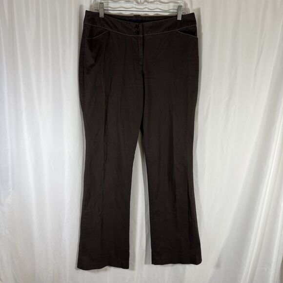 Boden Pants Women's 12L Solid Brown Flat Front Mid Rise Cotton Blend - Picture 1 of 9